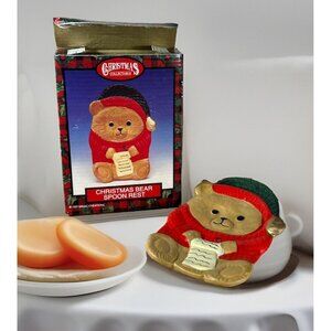 1997 Christmas Bear Spoon Rest 1997 Porcelain Collectable Magic Creations In box